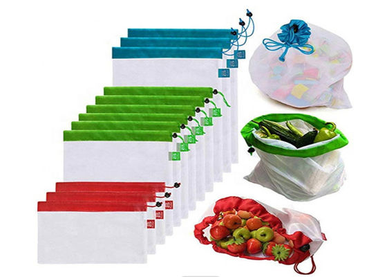 Ekologiczne, zmywalne torby wielokrotnego użytku z siatki na artykuły spożywcze Nylonowe torby z siatki na warzywa